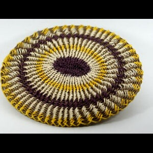 Panera Waorani Artesanal Natural 4 circulos amarillo y marrón