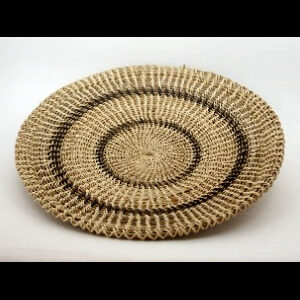 Panera Waorani Artesanal Natural entretejido 2 circulos gris oscuro