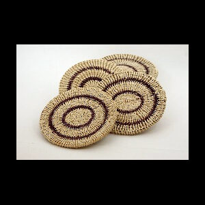 Porta vasos Waorani artesanales natural 2 circulos marrón