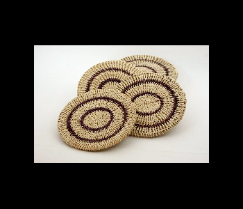 Porta vasos Waorani artesanales natural 2 circulos marrón