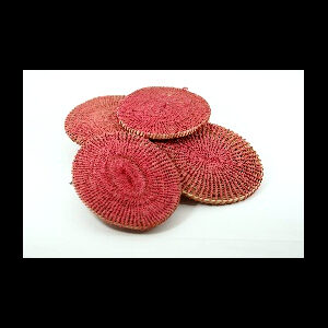 Porta vasos Waorani artesanales color rojo