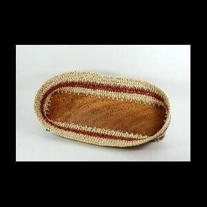 Canasta ovalada con base de madera natural línea marrón