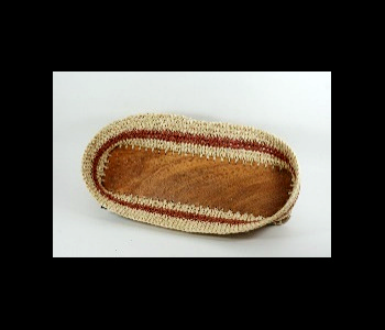 Canasta ovalada con base de madera natural línea marrón