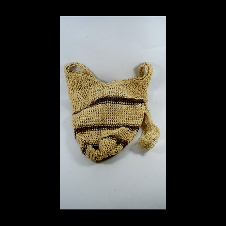 Shigra o bolso Waorani tejido a mano 3 líneas marrón oscuro