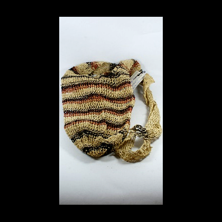 Shigra o bolso Waorani tejido a mano líneas doble marrón
